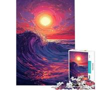 Rompecabezas para Adolescentes de 1000 Piezas diseño de Olas al Atardecer Rompecabezas práctico para Adultos análisis y lógica cumpleaños (tamaño 50x75cm)