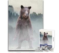 Rompecabezas para Adolescentes de 1000 Piezas, diseño de Oso en un Bosque brumoso, Juguete Intelectual, Juguete difícil, decoración de Pared, tamaño 50x75cm