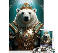 Rompecabezas para Adolescentes de 1000 Piezas diseño de Oso Polar Rey decoración del hogar Juguetes Regalos de Amigo Secreto Juegos Familiares Ayuda a ejercitar el Cerebro tamaño 50x75cm