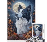 Rompecabezas para Adolescentes de 1000 Piezas diseño de Perro a la luz de la Luna Juego Educativo de desafío difícil Juguete Educativo para la interacción Entre Padres e Hijos (38x26cm)