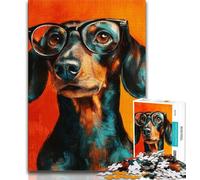 Rompecabezas para Adolescentes de 1000 Piezas, diseño de Perro Salchicha con Gafas, Ideal como Juego Educativo, decoración del hogar, Regalo de cumpleaños, Arte Mural (75x50cm)