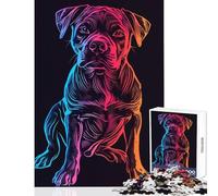 Rompecabezas para Adolescentes de 1000 Piezas diseño de Perro y Mascota Juguete Educativo de neón Regalo de cumpleaños Juego Familiar con póster a Juego y Hoja de Trivia tamaño 38x26cm
