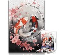 Rompecabezas para Adolescentes de 1000 Piezas, diseño de pez koi, Yin Yang, RubyArt Disfruta de Horas de Tranquilidad y Tranquilidad Corte Limpio, Juguete Artesanal Duradero Tamaño 50x75cm