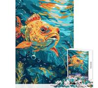 Rompecabezas para Adolescentes de 1000 Piezas diseño de pez Naranja Submarino decoración del hogar Juguetes Regalos para Mujeres y Hombres Juegos educativos para cumpleaños y Navidad Tamaño: 38x26cm