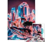 Rompecabezas para Adolescentes de 1000 Piezas diseño de Picos de Cristal neón Actividades Divertidas en casa decoración Juego de ingenio para Mayores de 14 años (38x52cm)