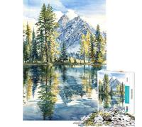 Rompecabezas para Adolescentes de 1000 Piezas diseño de pinos Junto al Lago Rompecabezas para Adultos Juego Familiar Divertido y con Humor Un Gran Regalo para los Amantes de los Juegos (38x26cm)