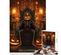 Rompecabezas para Adolescentes de 1000 Piezas diseño de Rey Calabaza de Halloween en el Trono Juguete Decorativo de Pared Gran Regalo Juegos educativos interacción Entre Padres e Hijos (38x52cm)