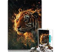 Rompecabezas para Adolescentes de 1000 Piezas diseño de Tigre en Llamas para Adultos Ideal para Pasar el rato en casa con Piezas de Formas aleatorias Totalmente entrelazadas 26x38cm