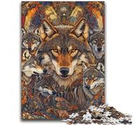 Rompecabezas para Adolescentes de 1000 Piezas, diseño de tótem de Lobo, antiestrés, desafío difícil, Adecuado para decoración de Escritorio, 50x75cm