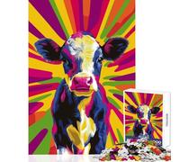 Rompecabezas para Adolescentes de 1000 Piezas diseño de Vaca Colorida Estilo Pop Art Juguetes antiestrés Regalos Ideales Juego práctico Ideal para decoración de Escritorio tamaño 38x52cm