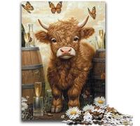 Rompecabezas para Adolescentes de 1000 Piezas, diseño de Vaca de Las Tierras Altas, Ayuda a ejercitar el Cerebro, Juguetes adictivos para Cultivar la Paciencia, Apto para Parejas, 26x38cm
