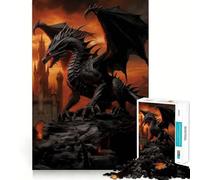 Rompecabezas para Adolescentes de 1000 Piezas,diseño del Reino del Dragón Negro,Encaje, Juguete Creativo,para el Tiempo Libre,Regalo de decoración navideña 38x26cm