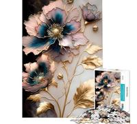 Rompecabezas para Adolescentes de 1000 Piezas diseño Floral Abstracto Dorado Juguetes educativos Juegos de ingenio decoración de Pared Regalos de Amigo Invisible (tamaño 50x75cm)
