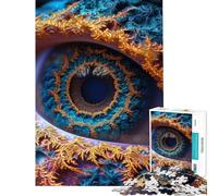 Rompecabezas para Adolescentes de 1000 Piezas diseño Fractal Azul y Dorado para Adultos Juegos relajantes Ideal para armar cumpleaños (tamaño 50x75cm)