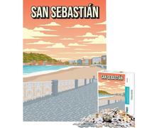 Rompecabezas para Adolescentes de 1000 Piezas diseño Minimalista de San Sebastián España Ideal como póster de Viaje Juguete Educativo para Toda la Familia Regalo de cumpleaños (tamaño 50x75cm)