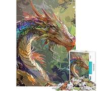 Rompecabezas para Adolescentes de 1000 Piezas diseño místico de dragón Rompecabezas Abstracto para Adolescentes Corte de precisión difícil y desafiante Juego de ingenio para Toda la Familia 38x52cm