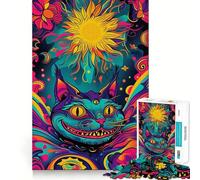 Rompecabezas para Adolescentes de 1000 Piezas, diseño psicodélico del Gato de Cheshire, Bordes impecables, Divertido Juego Mental, Regalo Acogedor, decoración navideña para la Pared (50x75cm)