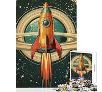 Rompecabezas para Adolescentes de 1000 Piezas diseño Retro de Cohetes espaciales antiestrés Juegos Familiares Ideal para decoración de Escritorio tamaño 38x52cm