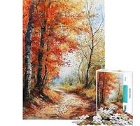 Rompecabezas para Adolescentes de 1000 Piezas diseño Sendero de otoño Rompecabezas de Lona para Adolescentes Corte de precisión desafío difícil Juego de ingenio para Toda la Familia 50x75cm
