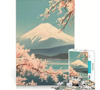 Rompecabezas para Adolescentes de 1000 Piezas diseño Vintage del Monte Fuji Juego Familiar patrón de ensamblaje para Fortalecer el Amor Entre Parejas 50x75cm