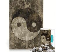 Rompecabezas para Adolescentes de 1000 Piezas diseño Vintage Yin y Yang Juego Familiar Zen patrón de ensamblaje para Fortalecer el Amor Entre Parejas 38x52cm