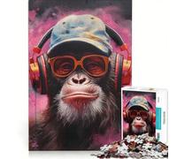 Rompecabezas para Adolescentes de 1000 Piezas DJ Monkey con Auriculares Juguetes para armar Interacción Entre Padres e Hijos cumpleaños y Navidad 50x75cm