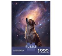 Rompecabezas para Adolescentes De 1000 Piezas Dog Gazing at Galaxy Rompecabezas para Adultos Juego De Ingenio Decoración De Pared Regalos para Reducir El Estrés 38x26cm/1000pcs