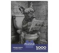 Rompecabezas para Adolescentes De 1000 Piezas Dog Goes to The Toilet Rompecabezas para Adultos Juegos Divertidos Desafío Difícil Regalo De Cumpleaños, Regalos, 52x38cm/1000pcs