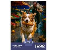 Rompecabezas para Adolescentes De 1000 Piezas Dog Steals Bread at The Market Rompecabezas para Adultos Juego Práctico Decoración Perfecta Regalos Y Cumpleaños Únicos 52x38cm/1000pcs