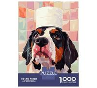 Rompecabezas para Adolescentes De 1000 Piezas Dog with Hat Digital Art Rompecabezas para Adultos Juego De Ingenio Aliviador del Estrés 52x38cm/1000pcs