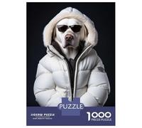 Rompecabezas para Adolescentes De 1000 Piezas Dog with White Down Jacket Rompecabezas para Adultos Juguetes Antiestrés Regalo De Cumpleaños Cumpleaños 52x38cm/1000pcs