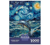 Rompecabezas para Adolescentes De 1000 Piezas Dolphin in Starry Night Style Painting Rompecabezas para Adultos Juegos Relajantes Una Obra De Arte Cumpleaños 70x50cm/1000pcs