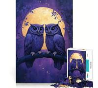 Rompecabezas para Adolescentes de 1000 Piezas Dos búhos bajo la luz de la Luna, Bordes impecables, Divertido Juego Mental, Regalo, Momento Acogedor, decoración navideña para la Pared (38x52cm)