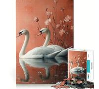 Rompecabezas para Adolescentes de 1000 Piezas Dos cisnes en el Agua con Flores Piezas de Ajuste preciso Juguete Divertido y silencioso Ideal para cumpleaños y Actividades artísticas (50x75cm)