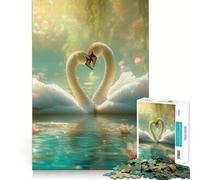 Rompecabezas para Adolescentes de 1000 Piezas Dos cisnes Enamorados, decoración de Corte preciso, Juguete Creativo y Divertido, Juego de Paz, Pieza de Arte navideña (38x26cm)