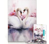 Rompecabezas para Adolescentes de 1000 Piezas Dos cisnes Enamorados, Piezas de Ajuste preciso, Juguete lógico y Divertido, Juego Tranquilo, Juego de cumpleaños artístico (38x52cm)
