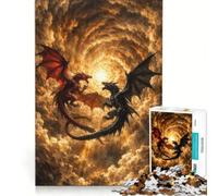 Rompecabezas para Adolescentes de 1000 Piezas Dos Dragones Juguetes antiestrés Carrera de Velocidad Manual para Fortalecer el Amor en Pareja 38x26cm