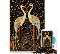 Rompecabezas para Adolescentes de 1000 Piezas Dos grullas en un jardín Nocturno Piezas de Ajuste preciso Juguete Divertido y silencioso Ideal para cumpleaños y Actividades artísticas (50x75cm)