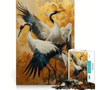 Rompecabezas para Adolescentes de 1000 Piezas Dos grullas, Pintura, Corte preciso, diversión, resolución de Problemas, diversión, relajación, Tiempo de diversión, decoración navideña (38x52cm)