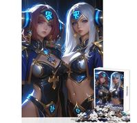 Rompecabezas para Adolescentes de 1000 Piezas Dos guerreras Anime Juguete Educativo para Juegos Regalo de cumpleaños Juegos Divertidos con póster a Juego y Hoja de Trivia tamaño 50x75cm