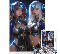 Rompecabezas para Adolescentes de 1000 Piezas Dos guerreras Anime Juguetes antiestrés Regalos de cumpleaños Juegos relajantes difíciles y desafiantes tamaño 38x26cm