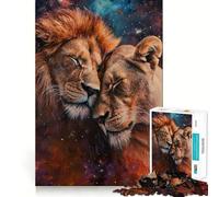 Rompecabezas para Adolescentes de 1000 Piezas Dos Leones Enamorados, decoración de Corte preciso, Juguete Creativo y Divertido, Juego de Paz, Pieza de Arte navideña (38x26cm)