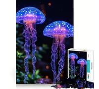Rompecabezas para Adolescentes de 1000 Piezas Dos Medusas en Agua Oscura Corte preciso Diversión para Resolver Problemas Relájate y Disfruta Tiempo de diversión Decoración navideña Arte (50x75cm)