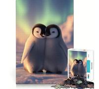 Rompecabezas para Adolescentes de 1000 Piezas Dos pingüinos bebés abrazándose, Bordes impecables, Divertido Juego Mental, Regalo Acogedor, decoración navideña para la Pared (38x26cm)