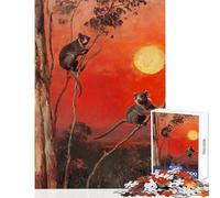 Rompecabezas para Adolescentes de 1000 Piezas: Dos zarigüeyas al Atardecer Juguete Decorativo de Pared Gran Regalo Juegos educativos Interacción Entre Padres e Hijos (tamaño 50x75cm)