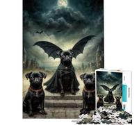 Rompecabezas para Adolescentes de 1000 Piezas Drácula y su Perro Pug Juguetes adictivos para Cultivar la Paciencia Juego de ingenio Decoración Perfecta Regalo Divertido (Tamaño 38x26cm)