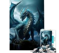 Rompecabezas para Adolescentes de 1000 Piezas Dragón Azul Anciano del Agua Juego de ingenio Juguete Intelectual Gran Regalo para los Amantes de los Juegos decoración de Pared (tamaño 38x52cm)