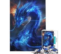 Rompecabezas para Adolescentes de 1000 Piezas Dragón Azul Llama Juegos Familiares Juego Desafiante Juguetes Gran Regalo Juegos Alivia el Estrés (Tamaño 38x26cm)