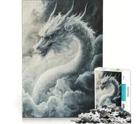 Rompecabezas para Adolescentes de 1000 Piezas Dragón Blanco Entre Nubes Juguete Educativo Ideal para la diversión Familiar cumpleaños y Navidad 38x26cm