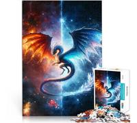 Rompecabezas para Adolescentes de 1000 Piezas Dragón de Fuego y Hielo Juguetes de Juego desafiantes Regalos de Amigo Secreto 52x38cm